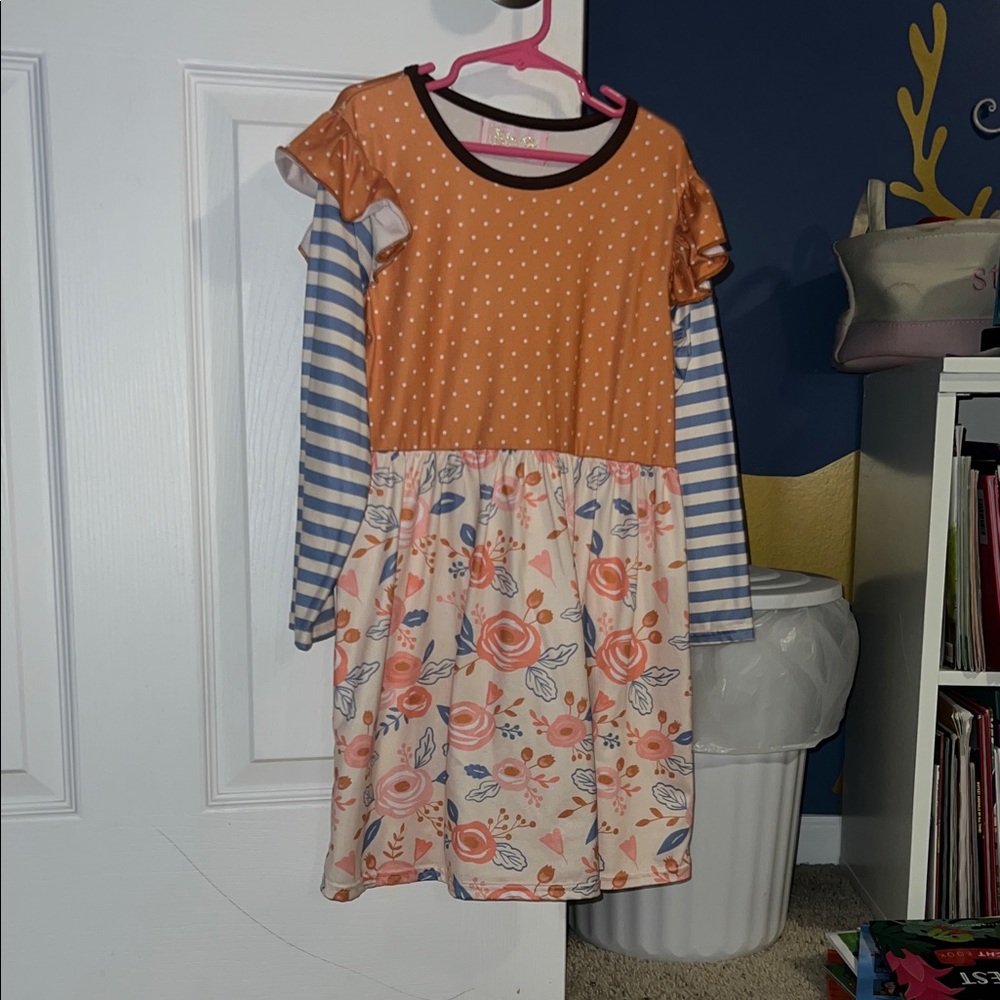 Floral and Striped Kids Dress. Cute for Fall!